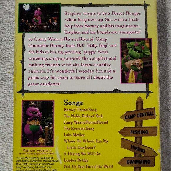 Barney's Barney Camp WannaRunnaRound Classic Collection VHS 1997 Cartoon Movie - Picture 2 of 2